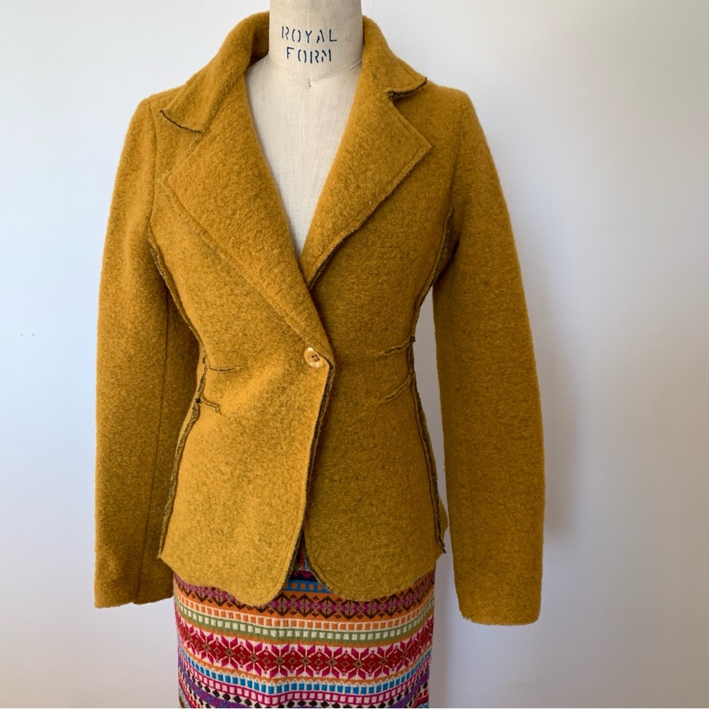 Marisa & Marie Wool Blend Shacket Blazer Mustard Yellow